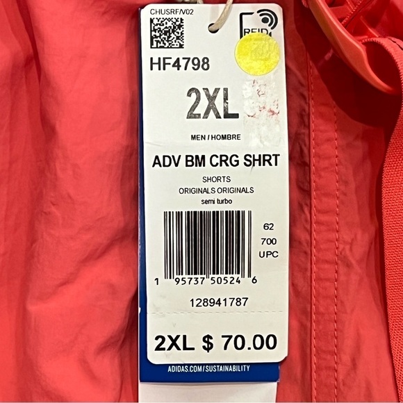 NWT Adidas 2XL Advantage BM Cargo Shorts Orange Moisture Wicking Performance $70 - Picture 7 of 9